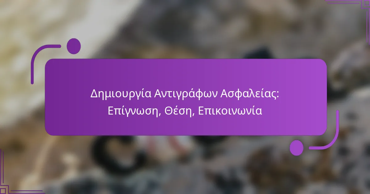 Δημιουργία Αντιγράφων Ασφαλείας: Επίγνωση, Θέση, Επικοινωνία