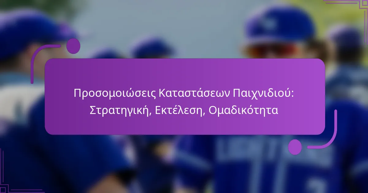 Προσομοιώσεις Καταστάσεων Παιχνιδιού: Στρατηγική, Εκτέλεση, Ομαδικότητα