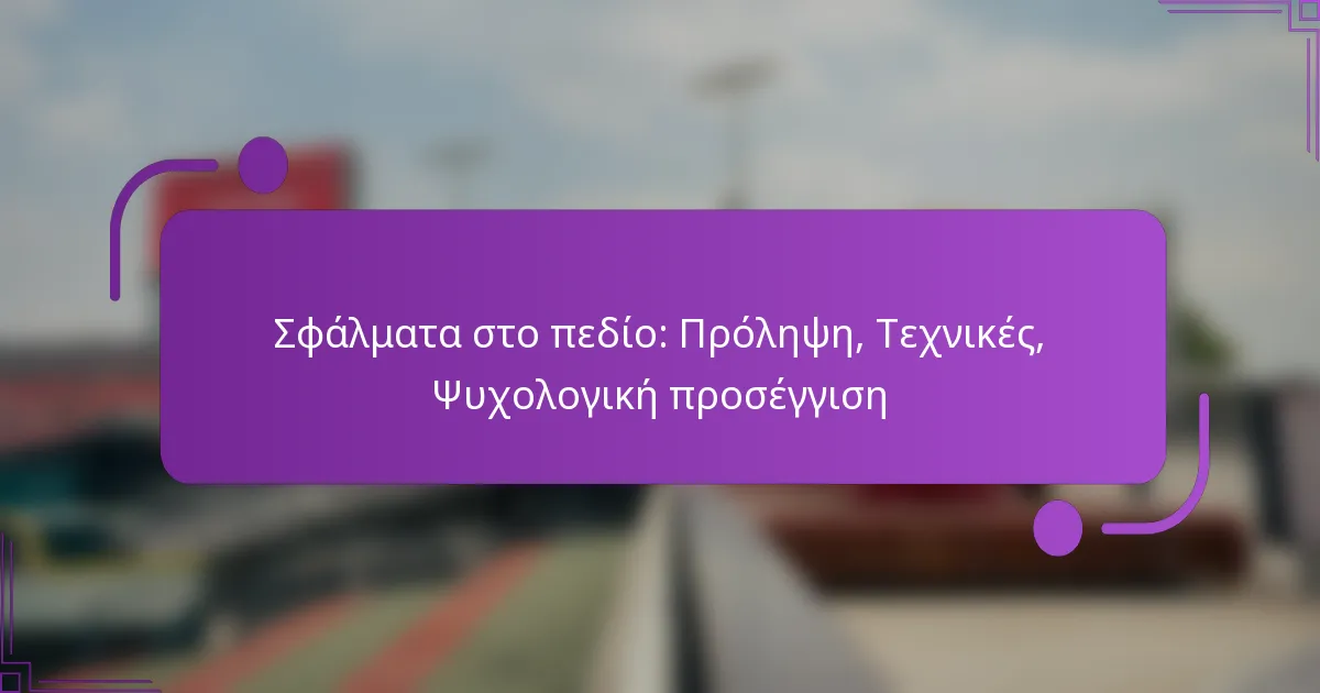 Σφάλματα στο πεδίο: Πρόληψη, Τεχνικές, Ψυχολογική προσέγγιση