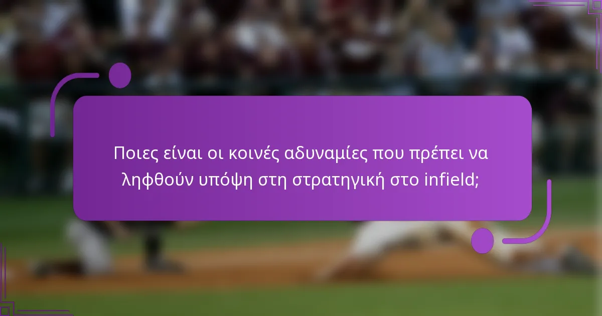 Ποιες είναι οι κοινές αδυναμίες που πρέπει να ληφθούν υπόψη στη στρατηγική στο infield;