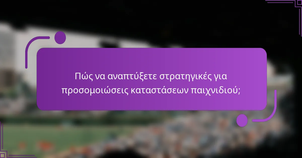 Πώς να αναπτύξετε στρατηγικές για προσομοιώσεις καταστάσεων παιχνιδιού;